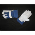 Cow Split Leather Palm Blue Drill Cotton Back Work Glove